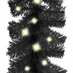 Close-up of blue LED lights on PVC Christmas garland