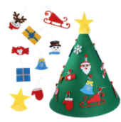 Holiday felt ornaments featuring traditional Christmas tree silhouettes