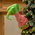 Holiday Christmas leg decorations displayed together showcasing festive red color options