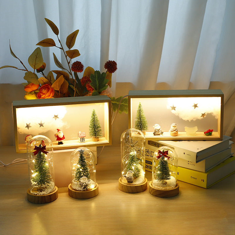 Christmas night light with spray paint finish in festive holiday setting