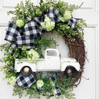 Festive Christmas wreath styled with seasonal decorations