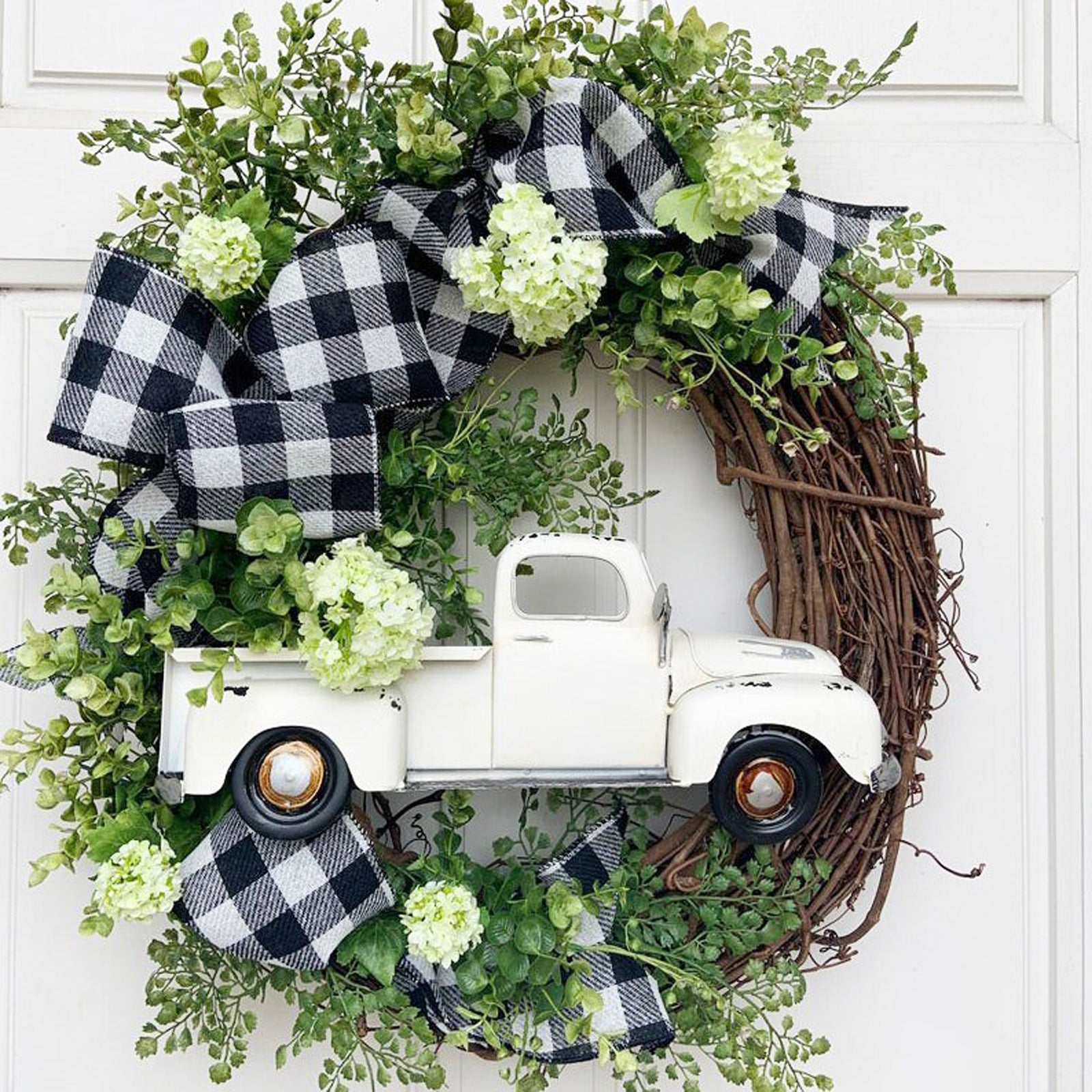 Festive Christmas wreath styled with seasonal decorations
