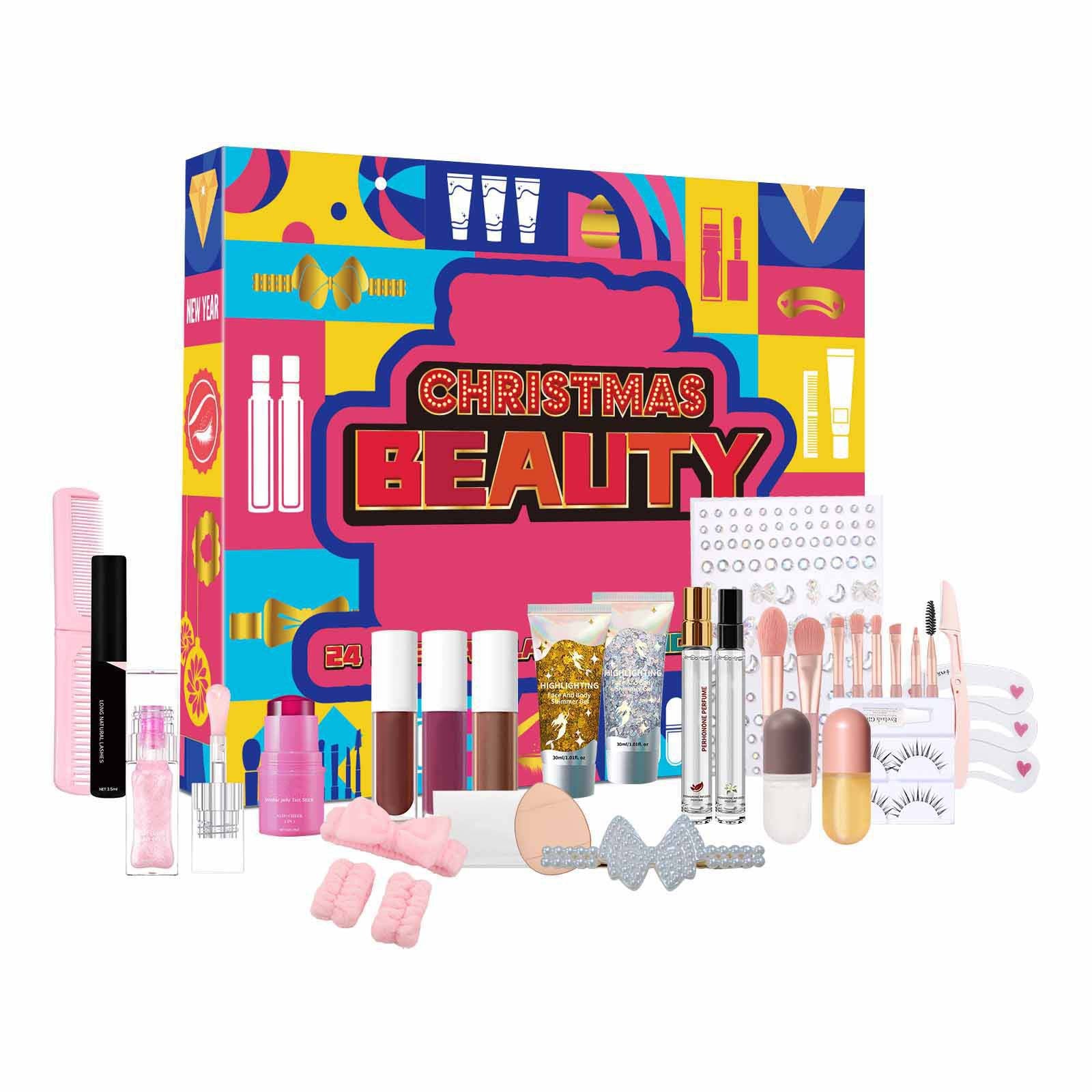 Plastic Christmas countdown box opened to show compartment detail