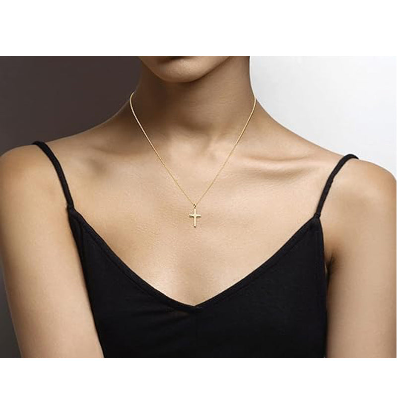 14K Gold Plated Small Cross Pendant Necklace Secondary image