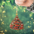 Christmas tree book motif pendant in acrylic with decorative ribbon