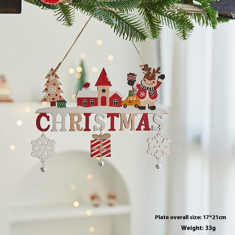 Wooden Christmas tree ornament with letter card design showcasing festive holiday charm