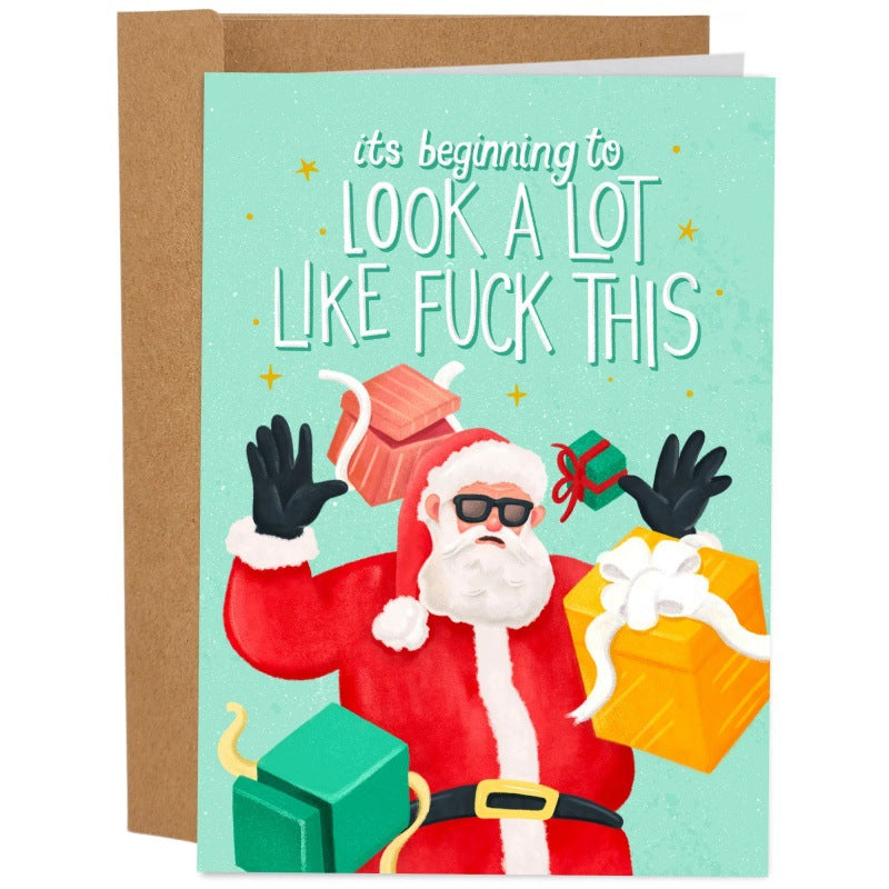 Holiday greeting card with whimsical illustration