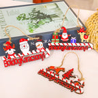 Snowman Santa Claus wooden pendant for holiday door decor