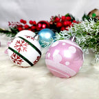 Christmas ball ornament set with pink and blue painted finish
