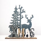 Natural wood grain detail on creative reindeer Christmas ornament