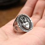 Men's vintage faith ring with Sacred Heart of Jesus design