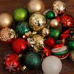Colorful painted Christmas ornament balls for festive tree decorating