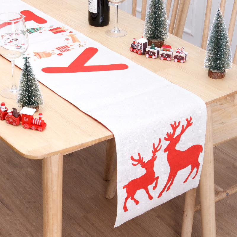 Soft flannel snowman table flag with double-sided holiday print